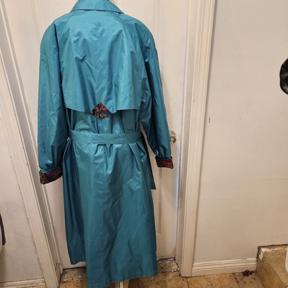 Vintage 80's Teal Trench/Rain Coat Chiango by Fleet Street Sz 10P - Picture 5 of 15